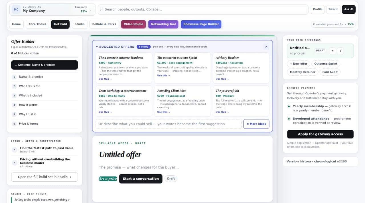 Openfor Builder, Get Paid