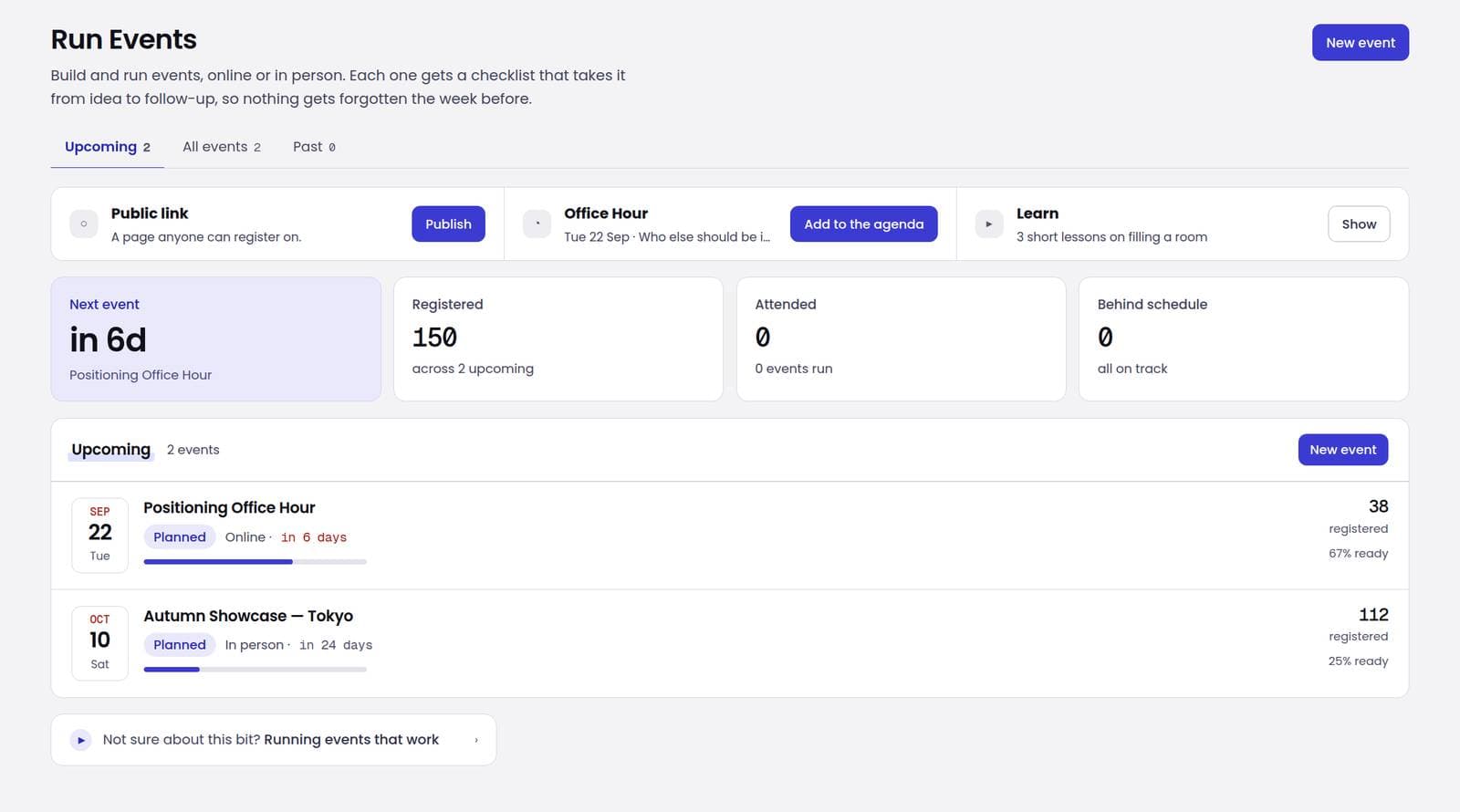 Openfor Builder, Run Events