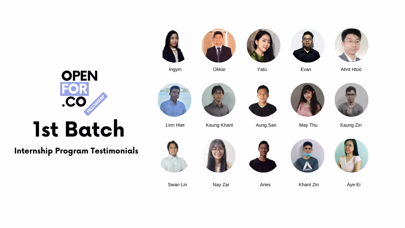 Internship Program Testimonials - 1st Batch