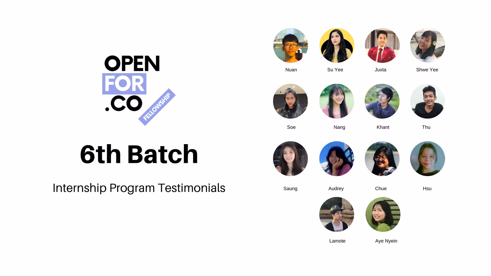Internship Program Testimonials - 6th batch