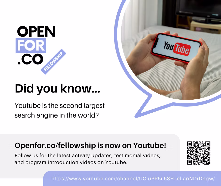 Openfor.co/fellowship is now on YouTube
